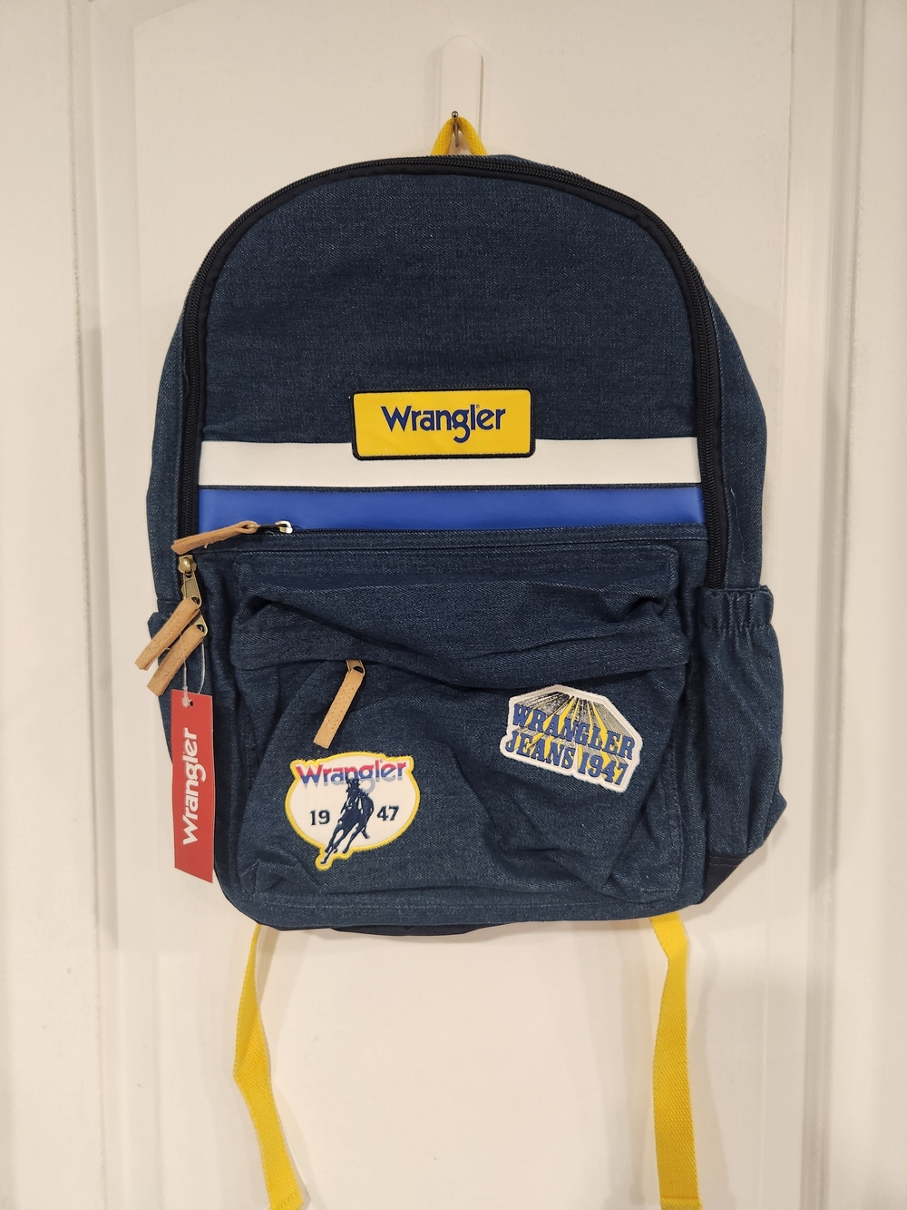 Wrangler Navy Blue Western Backpack with Yellow Accents